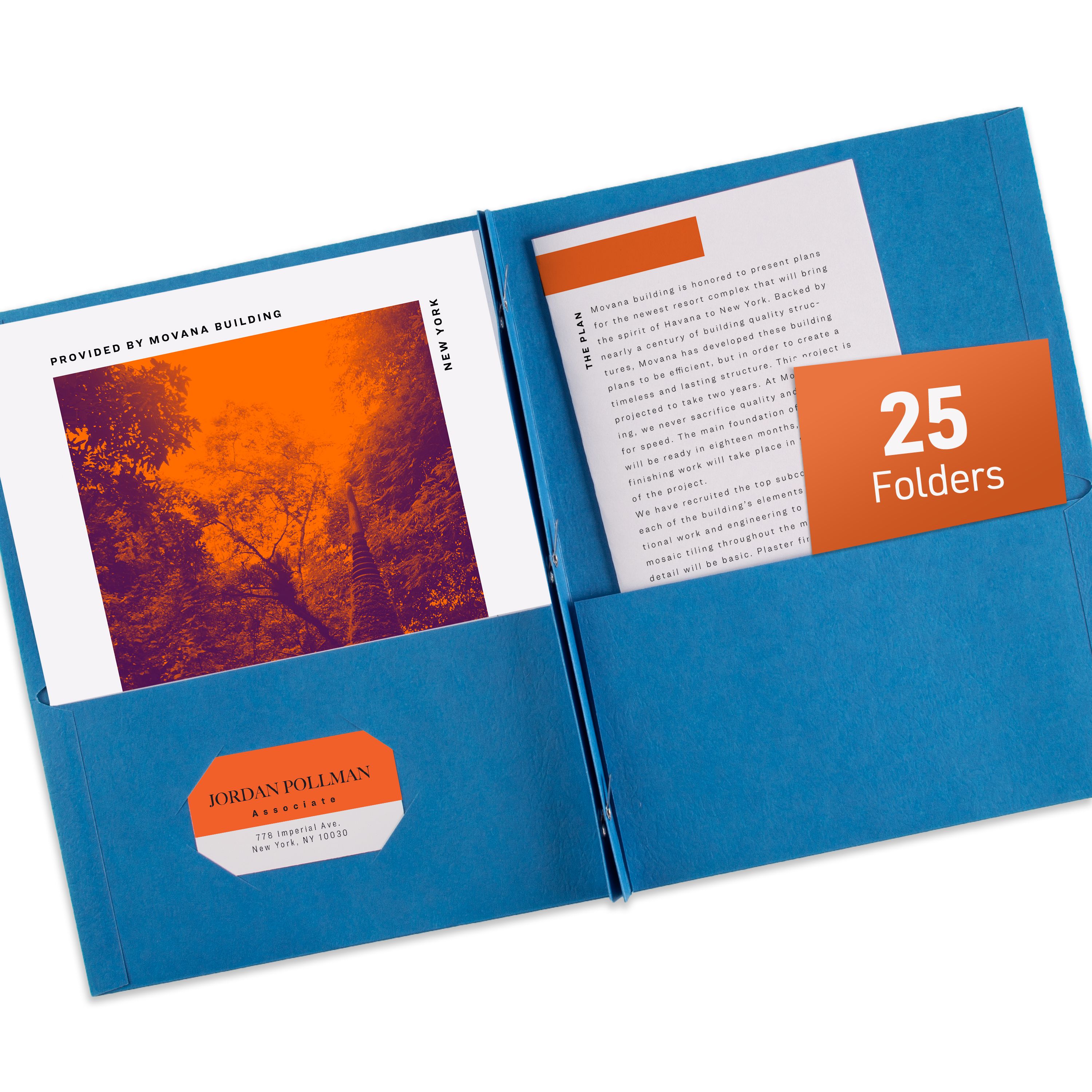Two Pocket Folders with Fasteners, 25 ct, Blue 47976 | Avery